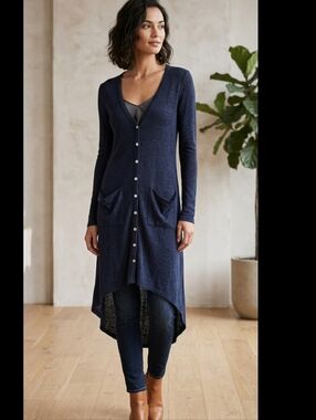 Free People FP Beach Long Blue Sweater Dress  Women's Size SP